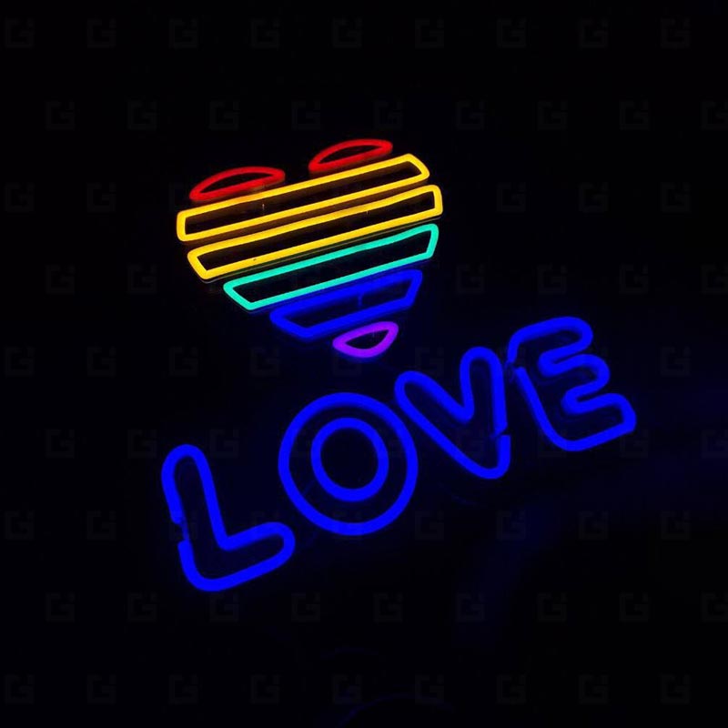 نئون قلب رنگی رنگی